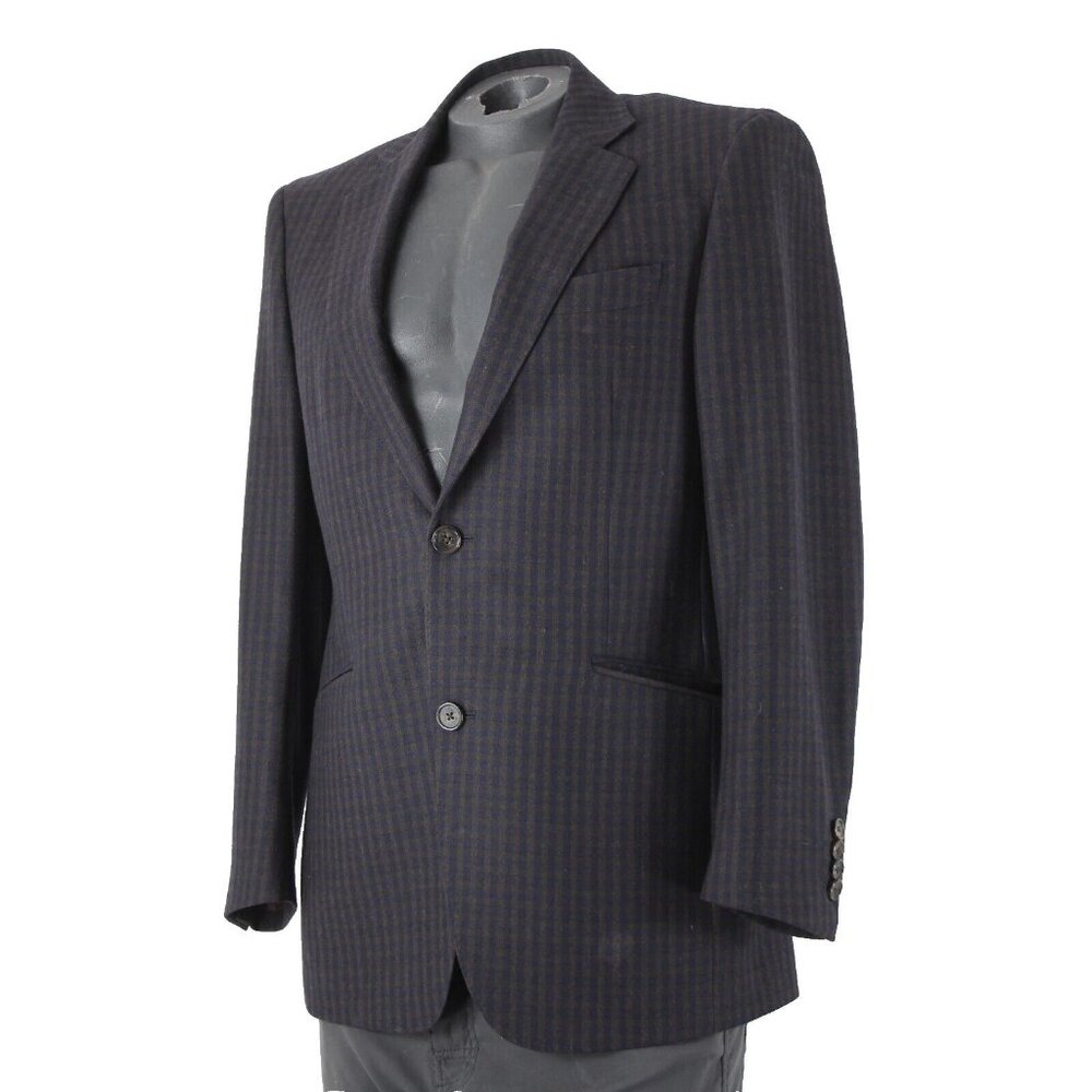 Wilkes Bashford Etro Spa Sz 48 Navy Blue Brown Pockets 100% Lana Wool Blazer